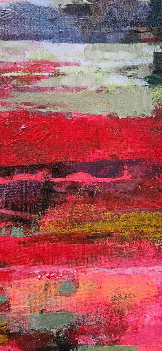 Poppies in Passing. Large abstract landcape