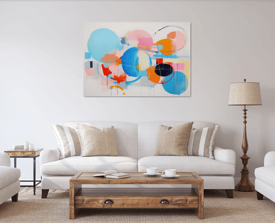 Emotional Abstract Painting with water blue shape 0612232