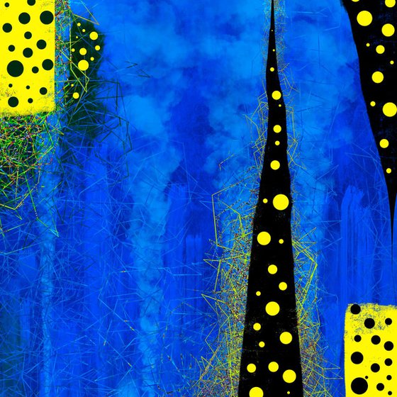 Blue Infinity of Love Between Black and Yellow