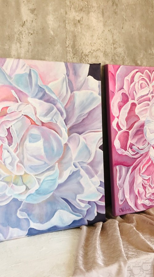 Diptych Peonies by Olga Volna