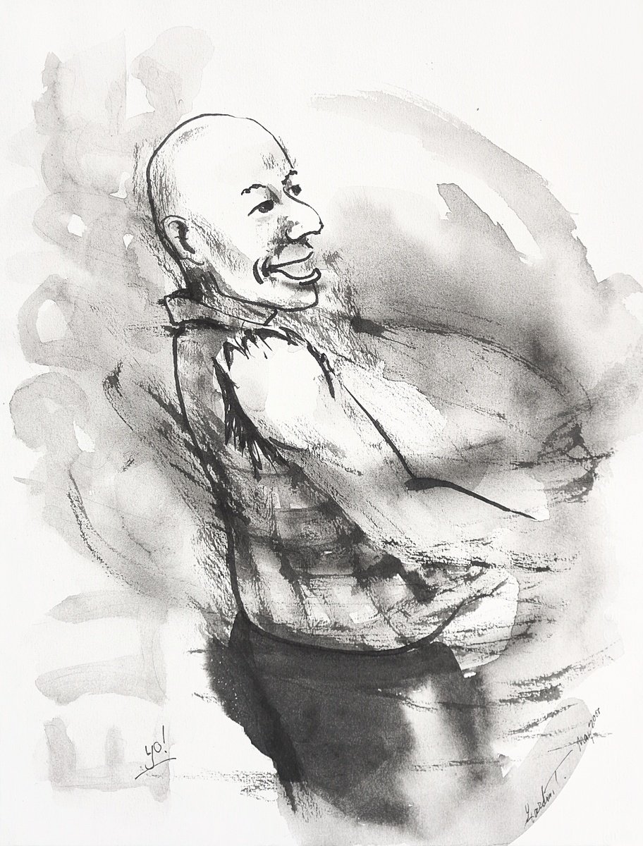 Expressive Portrait Acrylic Painting By Gordon T., 10 X 13, Yo!, Original Artwork