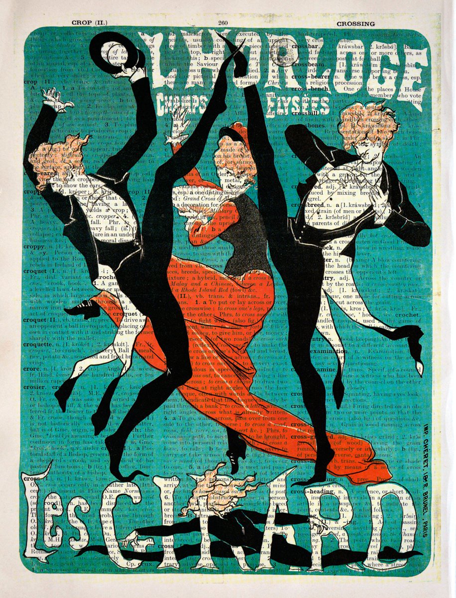 Les Girard - Collage Art Print on Large Real English Dictionary Vintage Book Page by Jakub DK - JAKUB D KRZEWNIAK
