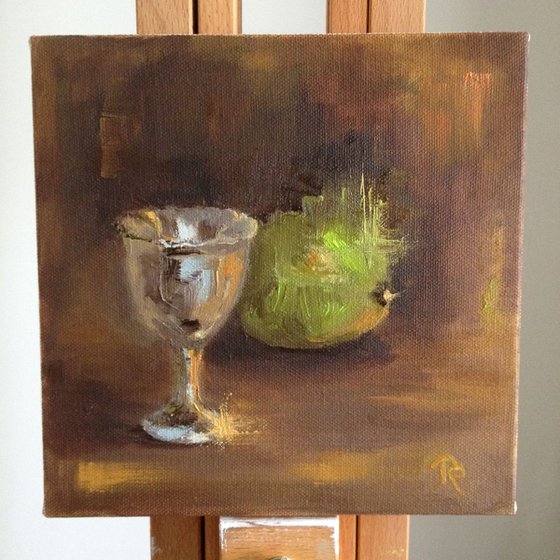 Silver Eggcup with Lime  Impressionist Still Life
