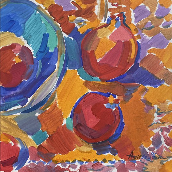 Pomegranates on an Oriental Rug