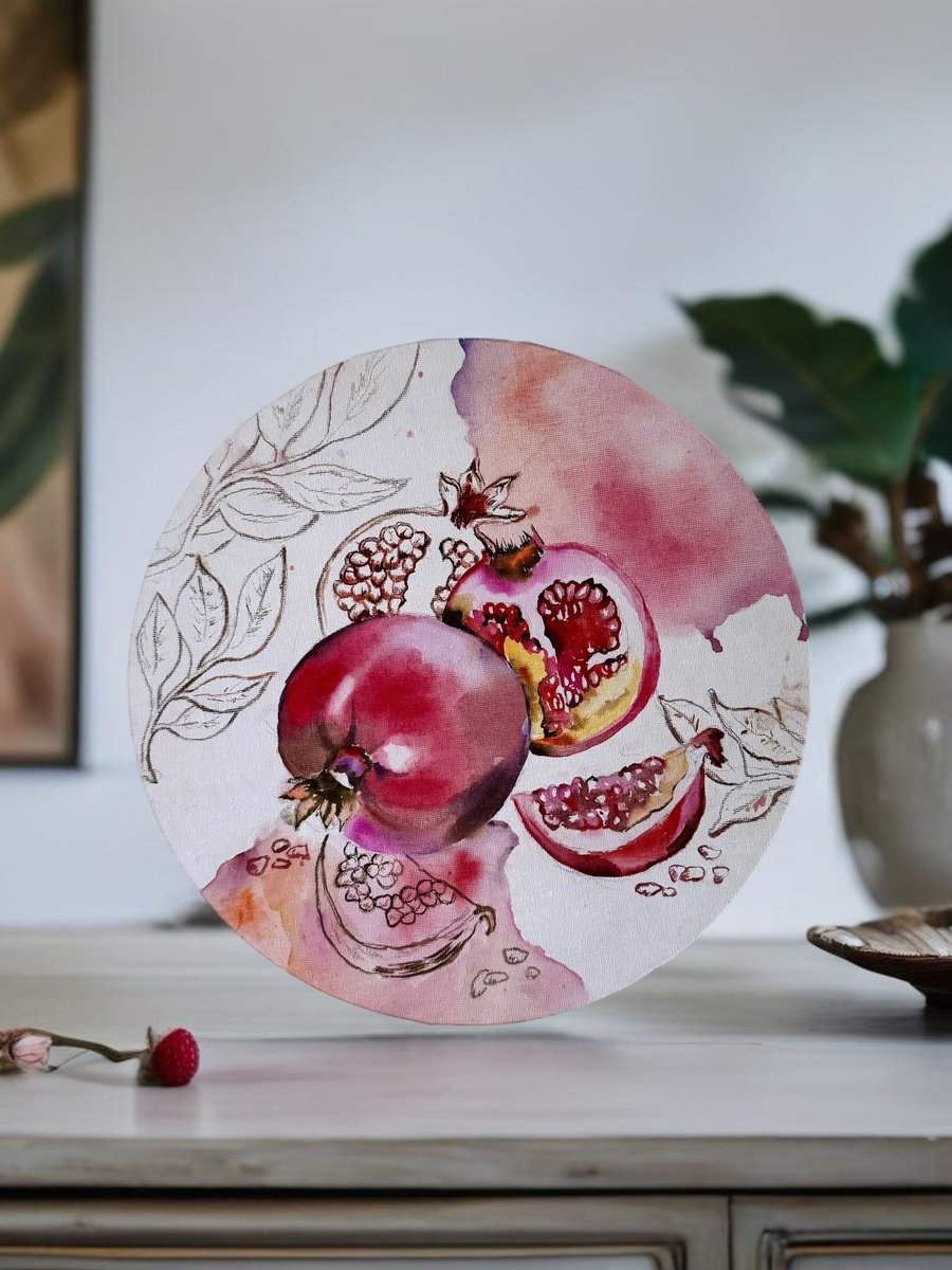 Impressionistic Botanical Painting By Irina Ponna, 12 X 12, Red Fruit, Original Artwork