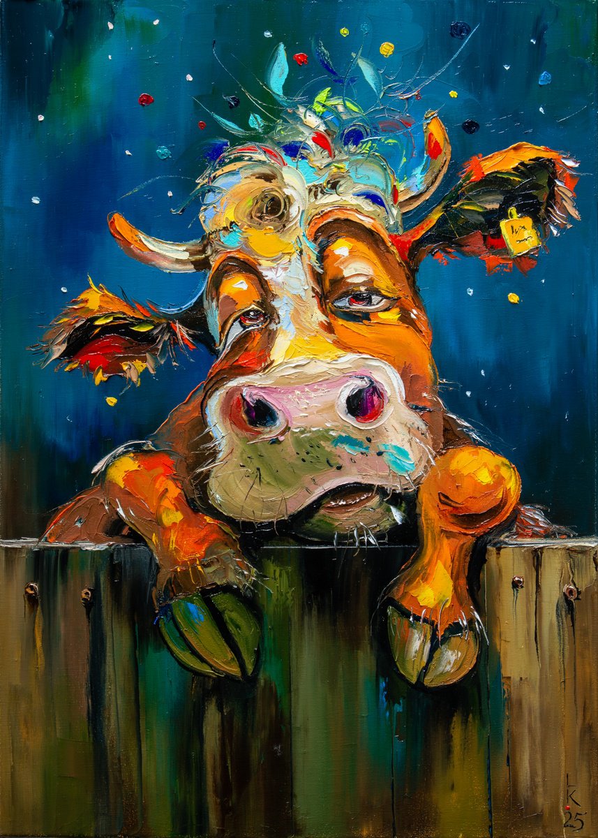 Animal Oil Painting By Liubov Kuptsova, 20 X 28", Queen Of The Barn, Original Artwork