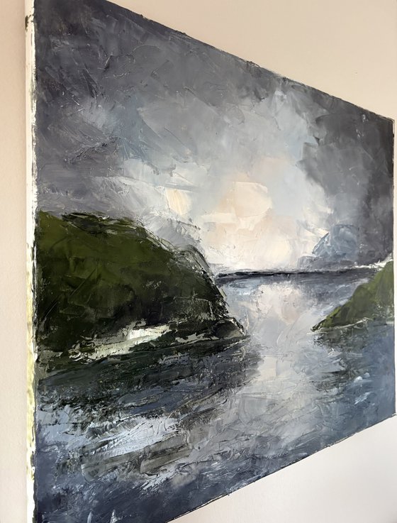 Stormy Reflections Knife landscape dark tones