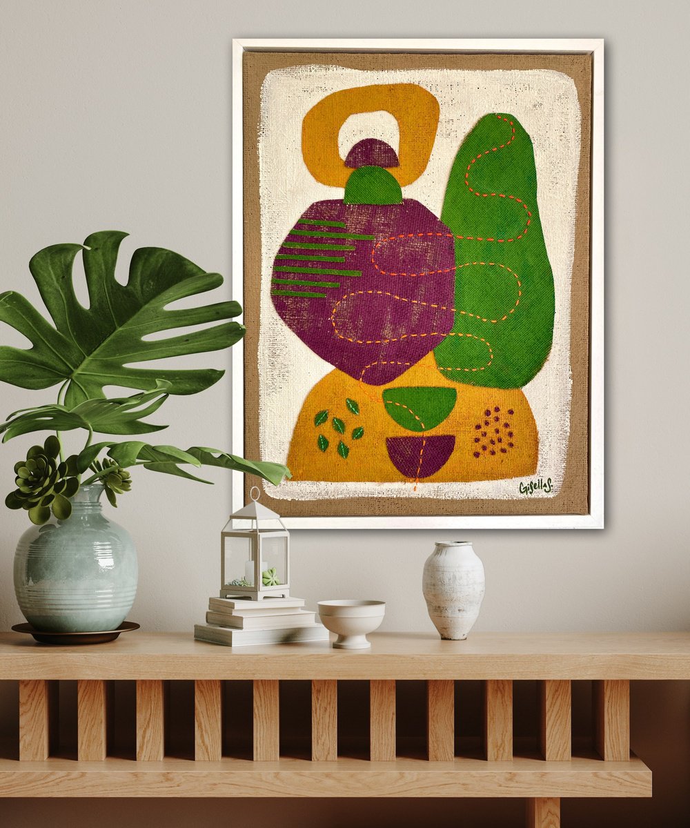 Organic Abstract Painting By Gisella Stapleton, 17 X 24, River, Original Artwork