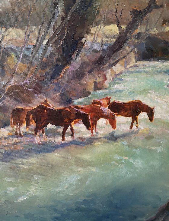 Horses at the Water's Edge