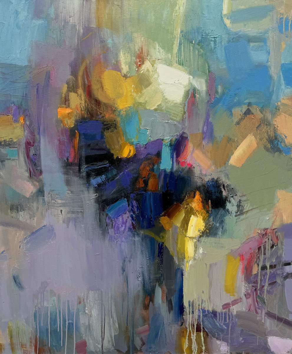 Abstract Oil Painting By Ivan Dragan, 39 X 47, Abstraction Ii, Original Artwork