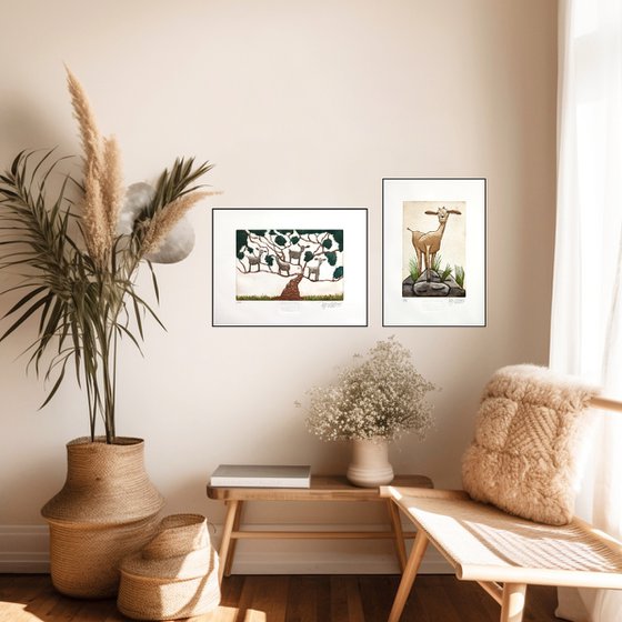 a set of Goat prints