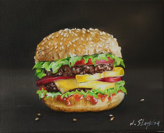 Burger Realistic Painting Oil