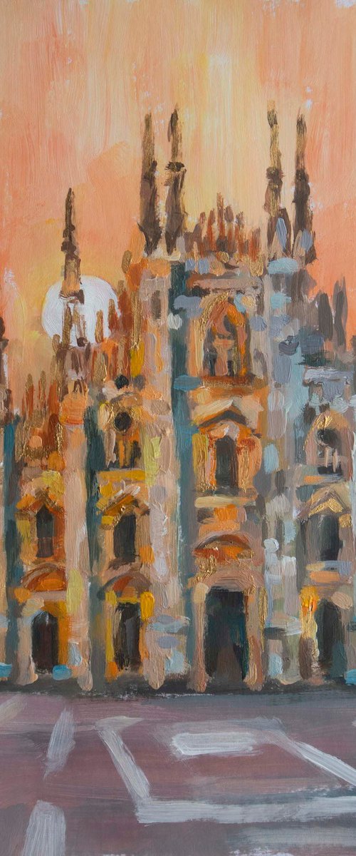 Golden sunset in Milan painting by Kateryna Bortsova