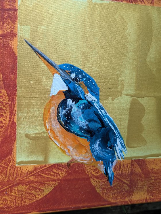 Seven kingfishers in acrylic