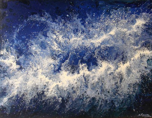 Seascape Painting "Sea Lace" 70 x 90 cm by Irini Karpikioti