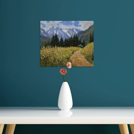 Sunny day in the mountains - mountains painting