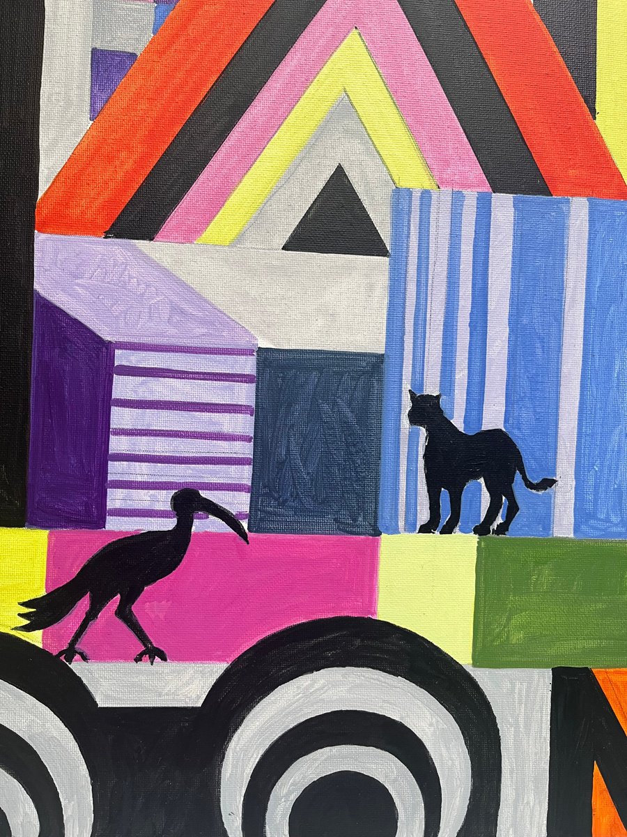 Urban And Pop Cityscapes Acrylic Painting By Andre Baldet, 16 X 16, Cape-Town_B-03C, Original Artwork