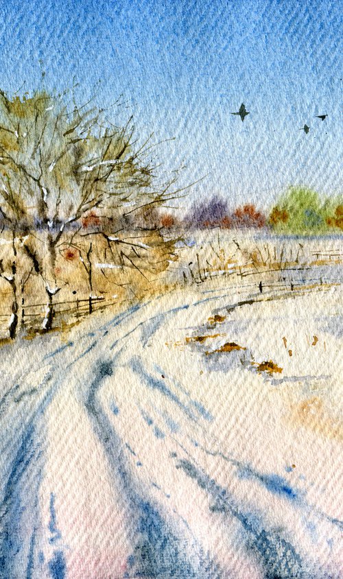 Spring soon. Original watercolor artwork. by Evgeniya Mokeeva