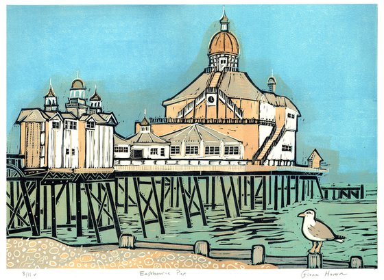 Eastbourne Pier. Limited Edition large linocut