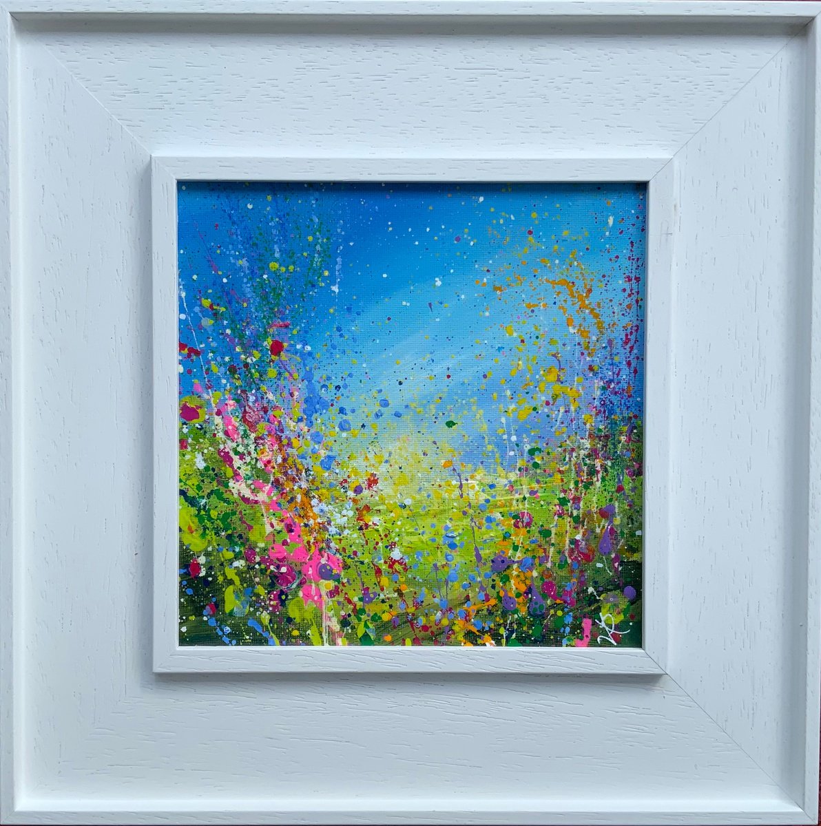 Abstract Botanical Acrylic Painting By Jan Rogers, 16 X 16, Floral Popsicle, Original Artwork