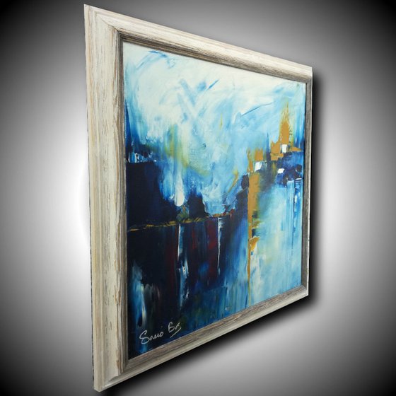 painting with abstract landcape with frame