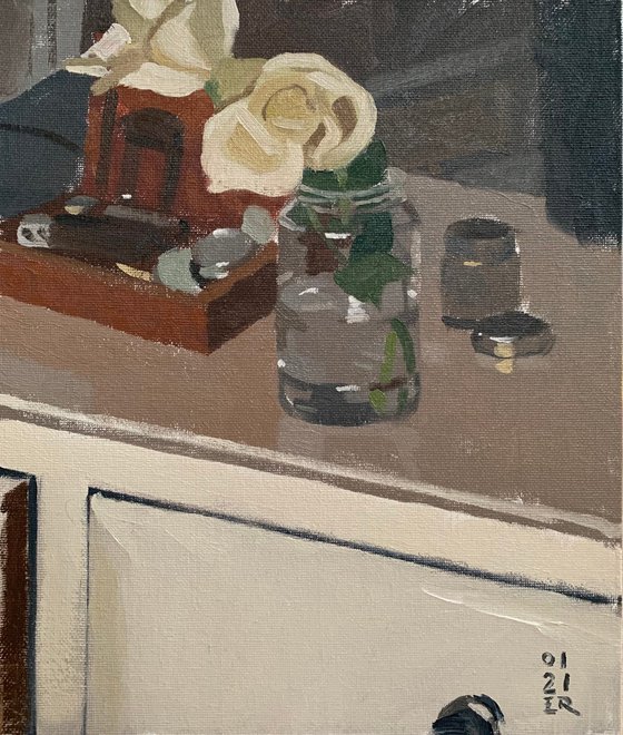 White Roses and Jar