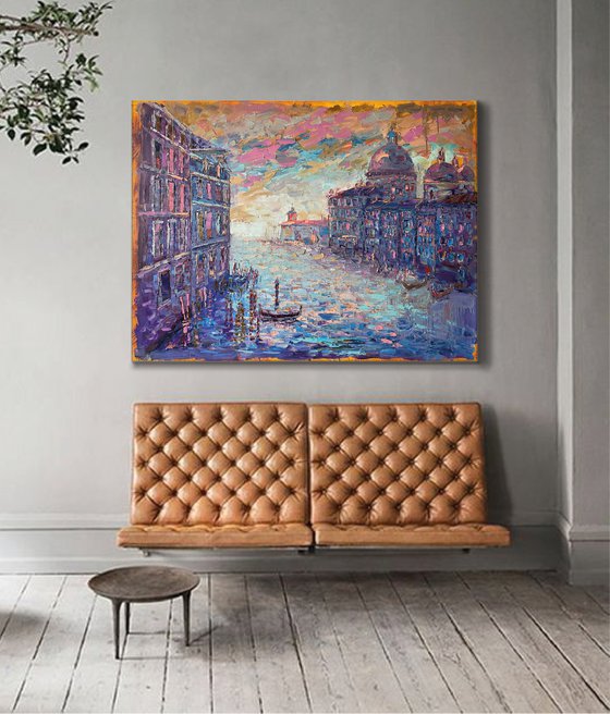 "Colors of Venice". Original oil painting abstract. XXL
