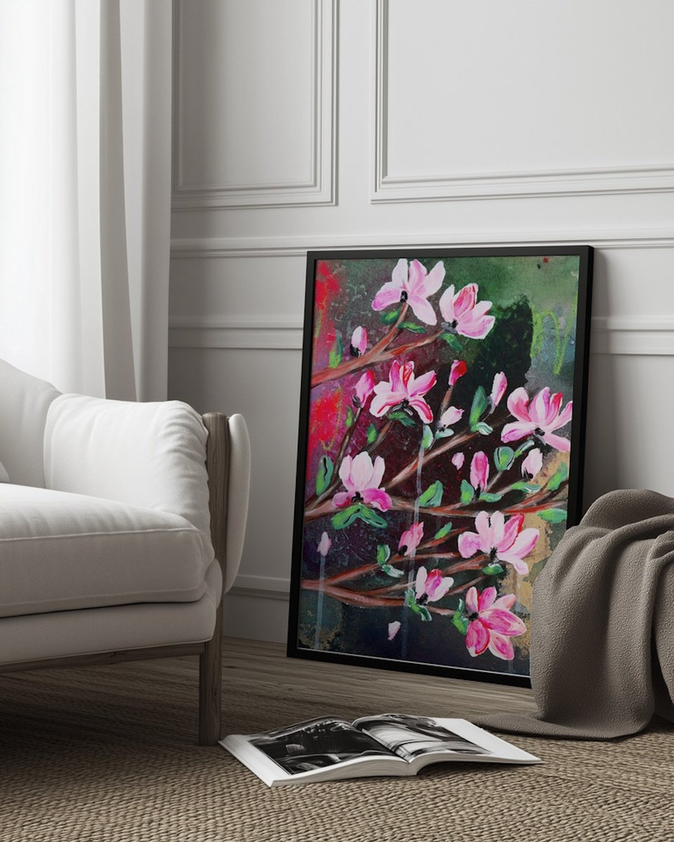 Abstract Botanical Painting By Poovi Art, 12 X 16", Scars To Your Beautiful 04, Original Artwork