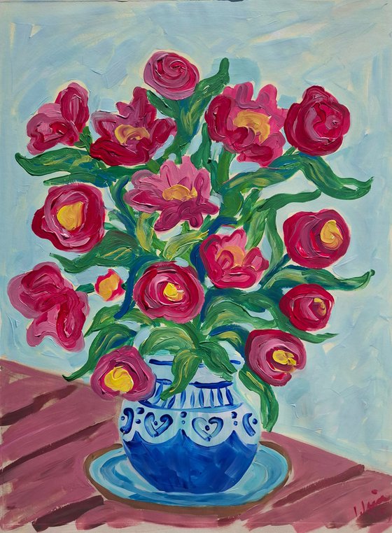 Peonies in a Chinese Vase