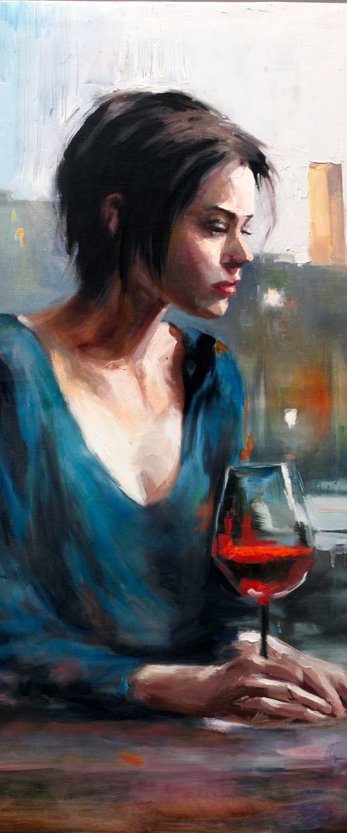 Girl with wine by Alexandr Klemens