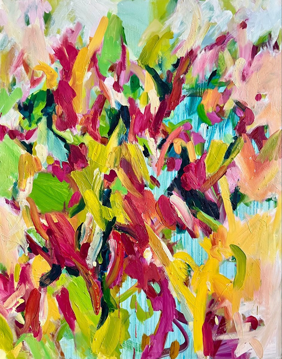 Abstract Oil Painting By Clara Wilkinson, 47 X 59, A Bold Heart, Original Artwork