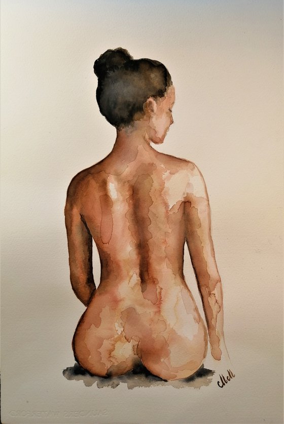 naked beauty - original watercolor art