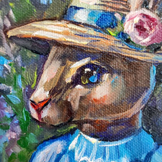 Lady rabbit. Original oil painting
