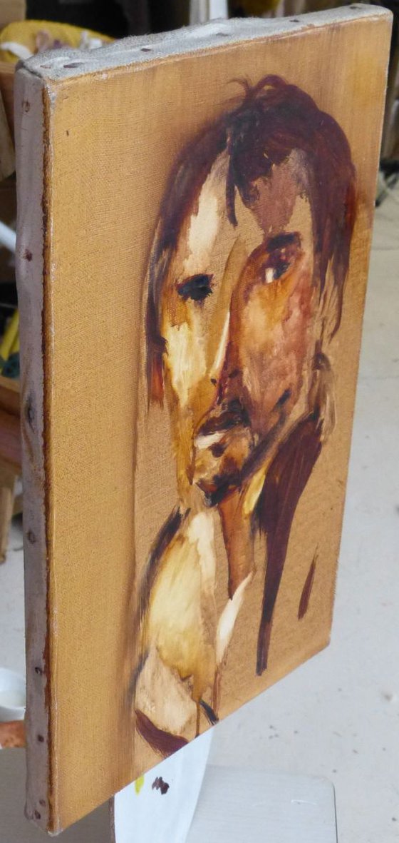 Self-portrait, oil on canvas 41x24