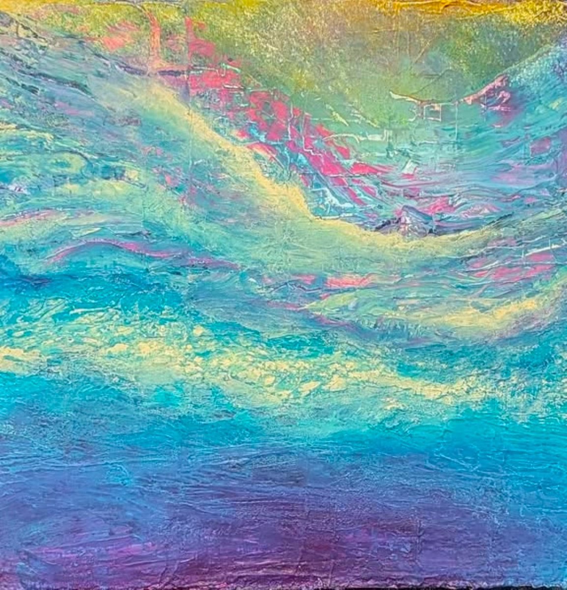 Organic Abstract Acrylic Painting By Lisa Price, 16 X 16", Underneath The Surface, Original Artwork