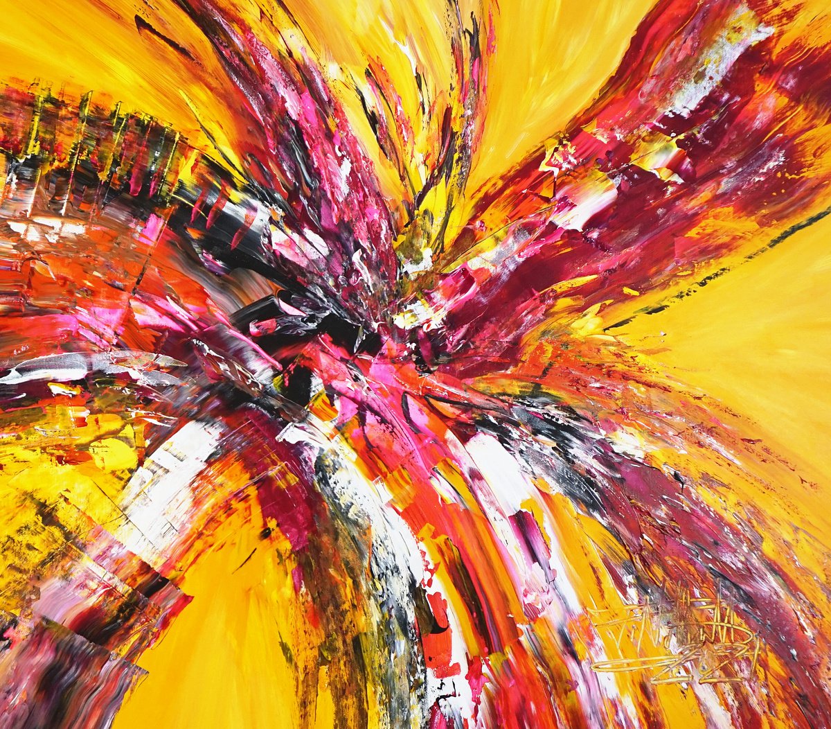 Red & top Yellow Abstract Acrylic art