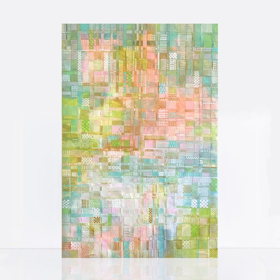 Summer Fields - woven recycled paper abstract painting