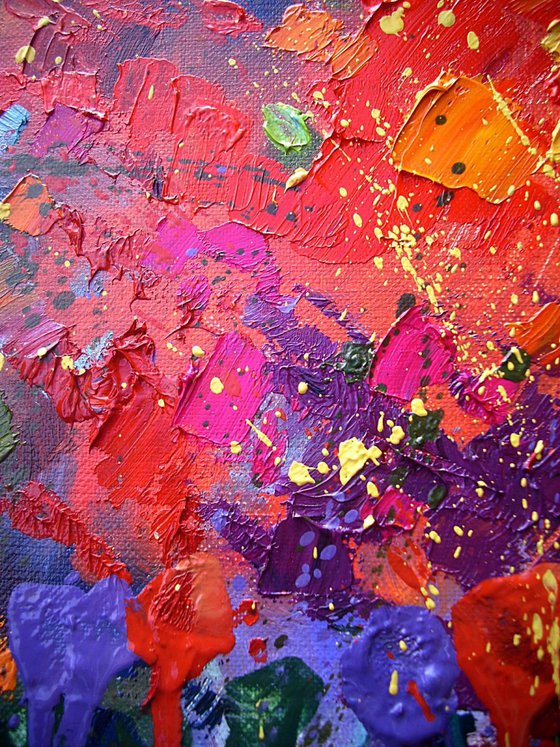 " AUTUMN FLOWERS "  ABSTRACT original OIL painting palette knife GIFT MODERN URBAN ART OFFICE ART DECOR HOME DECOR GIFT IDEA