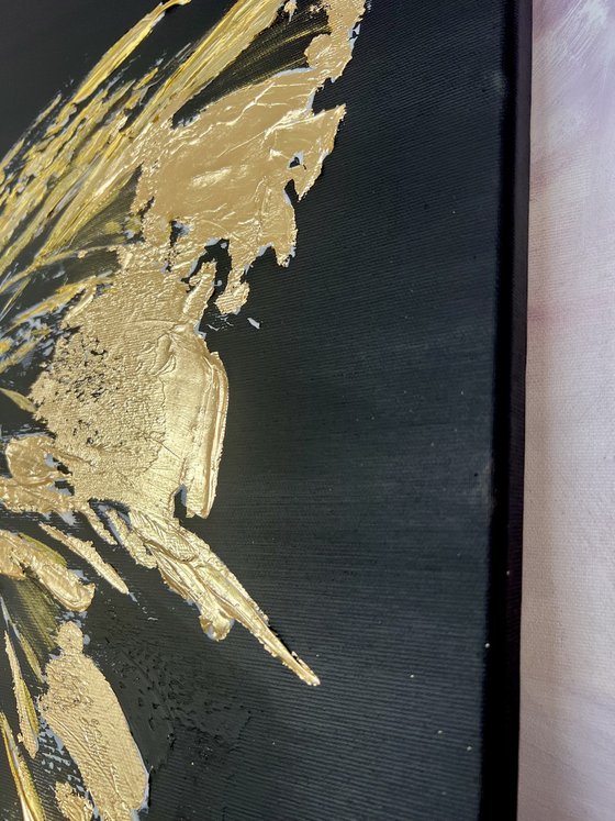 Gold Black abstract butterfly.