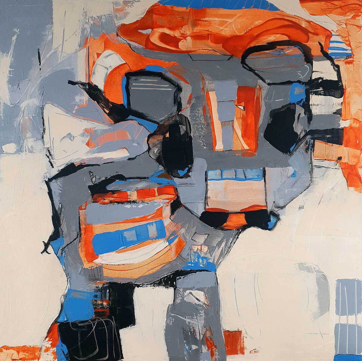 Abstract Animal Acrylic Painting By Iulia Paun, 28 X 28, In The Barn, Original Artwork