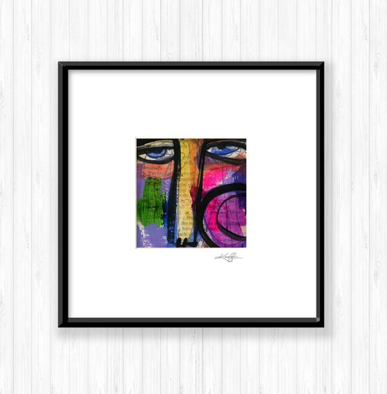 Funky Face 2020 -1 Mixed Media Painting in mat by Kathy Morton Stanion