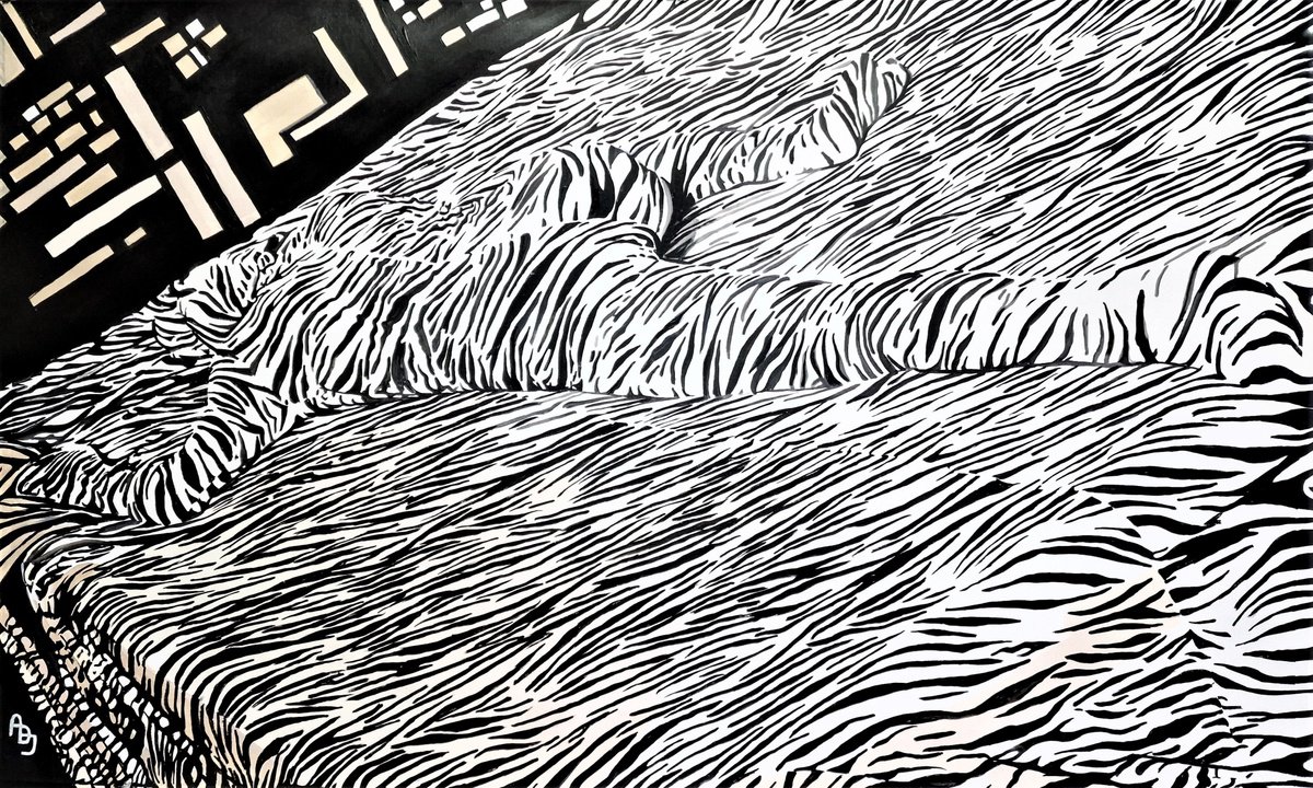 Urban And Pop Portrait Acrylic Painting By Alexandra Djokic, 47 X 29, Mimicry, Original Artwork