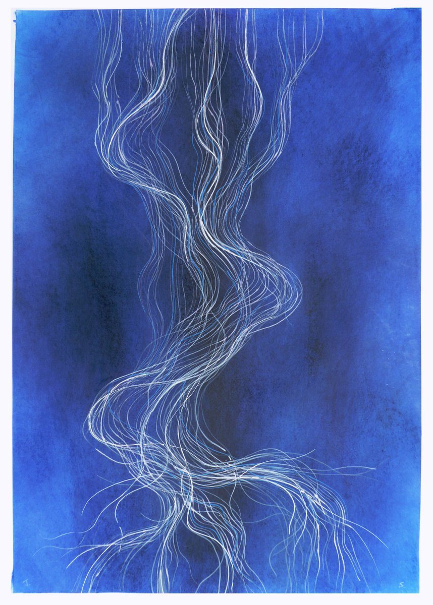 Abstract Landscape Painting By John Sharp, 22 X 31, Blue Fall, Original Artwork