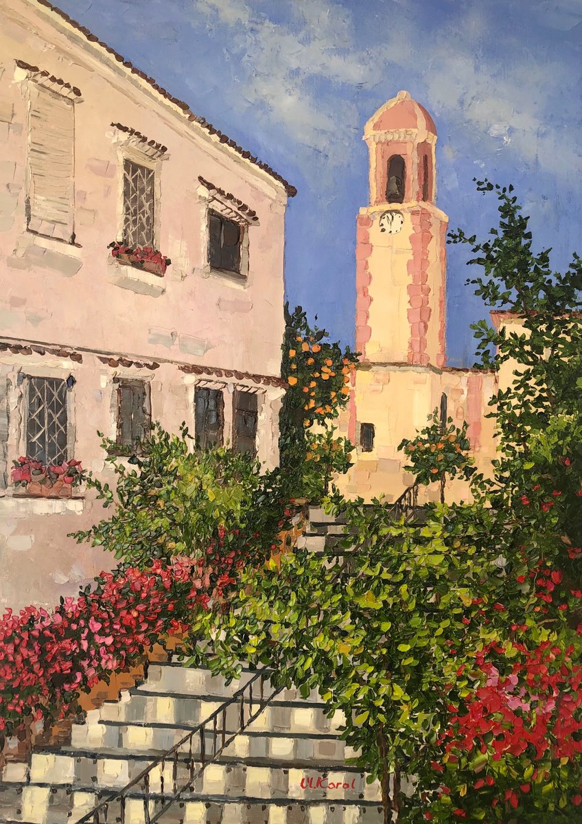 Photorealistic Cityscapes Oil Painting By Ulyana Korol, 20 X 28", In The Heart Of Old Town, Original Artwork