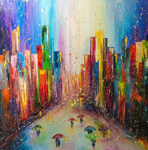 Rainy summer day (35''x35'') by Liubov Kuptsova