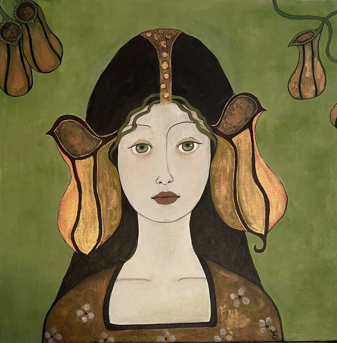 The Girl With Nepenthes Urns By Eleanor Gabriel, 20 X 20, Artwork For Sale On Artfinder
