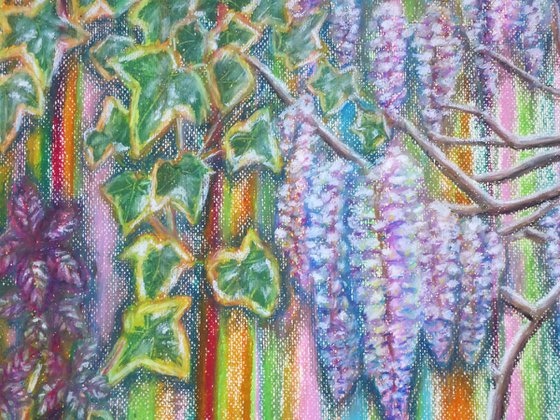 Reach for the Sky.  Botanical Oil Pastel on Paper