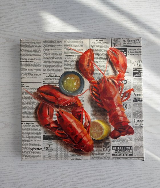 Lobster on a newspaper