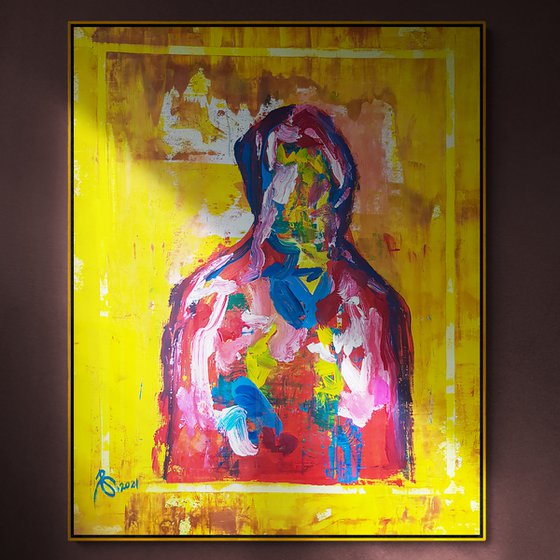 S. N-3 (XXL) - (H)130x(W)106 cm. Contemporary Abstract Expressionist Religious Icon