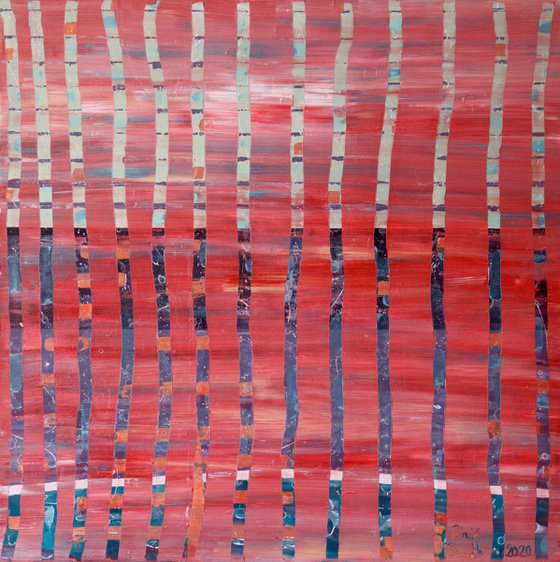 Red Abstract With Stripes